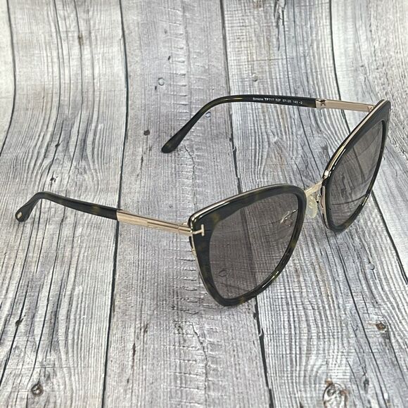Tom Ford Simona TF717 52F Sunglasses Dark Havana-Rose Gold/Brown Gradient Lenses main image 5